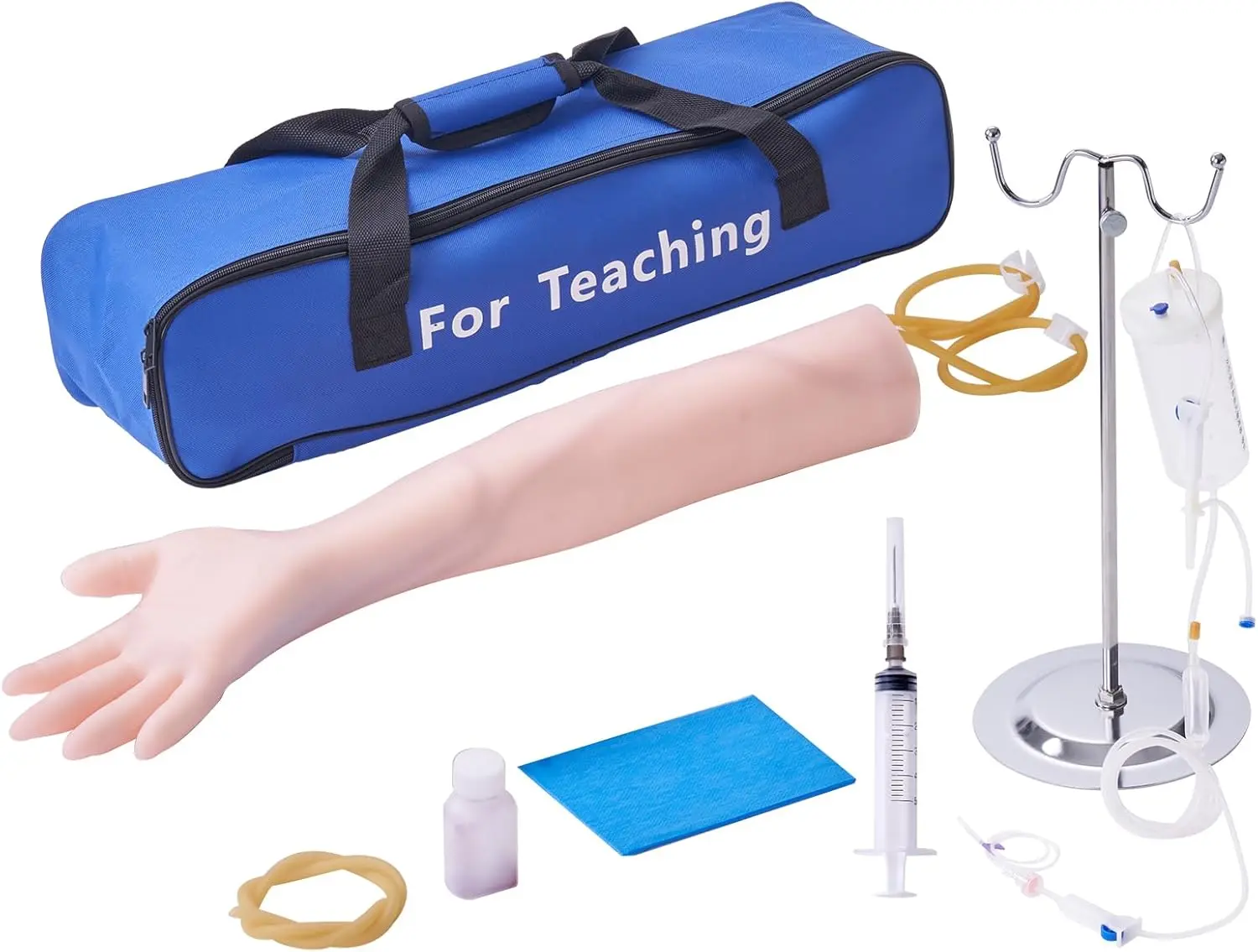 VEVOR Intravenous Practice Arm Kit Made of PVC Latex Material Phlebotomy Arm with Infusion Stand Practice Arm for Phlebotomy with a Storage Handbag IV Practice Arm Kit for Venipuncture Practice