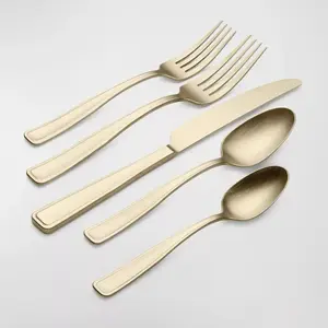 Oneida Storm Champagne 20 Piece Set with Gold Finish Utensils and Spoons