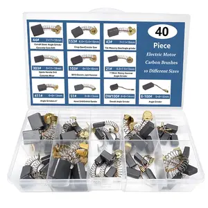 40pcs 10 Sizes Electric Motor Carbon Brushes for Replacement Repair Power Tools and Motors Part Such as Electric Hammer Drills, Circular Saws, Angle Grinders