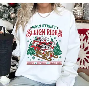 Retro Main Street Sleigh Rides Christmas Shirt, Mickey and Friends Christmas Shirt, Christmas Family Shirt, Magic Kingdom Shirts 81J