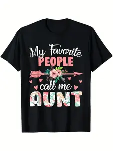 Funny My Favorite People Call Me Aunt Graphic TShirt Unisex's Tee with Floral Hearts Soft Shirt for Aunt Birthday Christmas Mother's Day Gifts Sizes SXXXL Black Casual to, PLUS SIZE