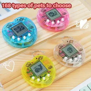 Mini Virtual Pet Game Console, 168 Pet Options AvailableTransparent Heart-shaped Appearance with DIY CustomizationPortable Design (Can Be Used as Keychain/Bag Pendant)Educational Interactive Toy for Kids’ Pet-raising FunIdeal Gift for Halloween