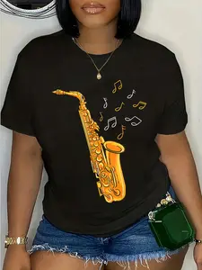 100% Cotton Saxophone Player Musical Notes Saxophonist Jazz Musician Sax T-Shirt
