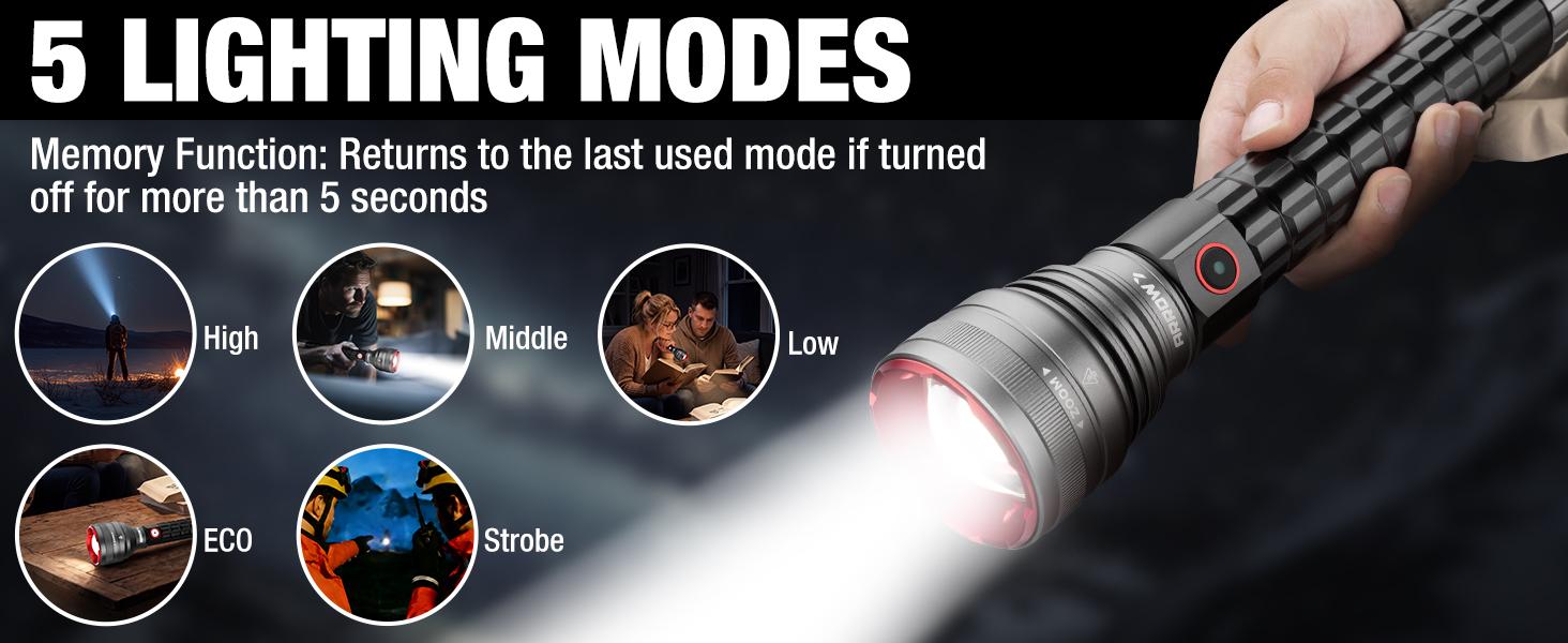 #backtoschool ARROW Rechargeable Flashlights 5000 Lumens, 5 Modes Bright LED Flashlight with Memory Function and ECO Mode, Zoomable Flash Light with 2*2600mAh Battery, USB-C Charging for Repair, Outdoor & Emergency #backtoschool ARROW Rechargeable Flashlights 5000 Lumens, 5 Modes Bright LED Flashlight with Memory Function and ECO Mode, Zoomable Flash Light with 2*2600mAh Battery, USB-C Charging for Repair, Outdoor & Emergency