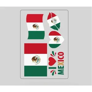Mexico Flag Temporary Tattoo Stickers for  Soccer Fans, Green White Red Team Spirit Face & Body Decals, Mexican Football Party Accessories