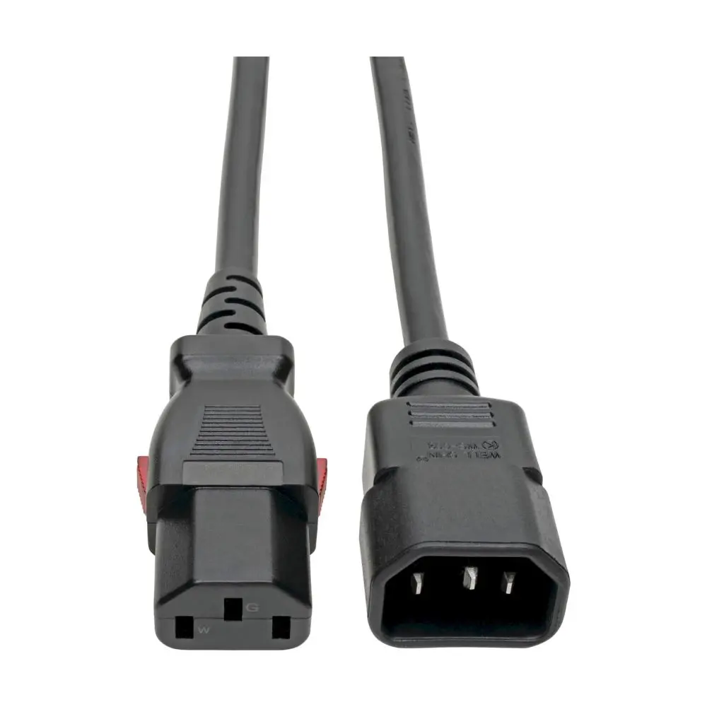 Eaton P004-L03 Locking IEC-320-C13 to C14 PDU Style Power Extension Cord, 10A, 18 AWG, 3 Ft. (0.91 m), Minimizes Tripping Risk, Reduces Cable Clutter, Locking C13 To C14