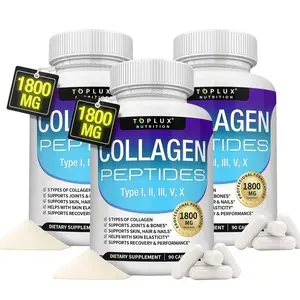 Toplux Multi Collagen Peptides Pills 1800 Mg Complex - Type I, I, Ill,V,X Premium Collagen Complex for Better Skin & HairStrong Joint,Hydrolyzed Protein, for Men Women,90Capsules, Supplement Edible Vitamin