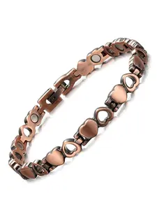 Vintage Copper Heart Hollow Out Bracelet for Women, Elegant Chain Design, Casual Style, Perfect for Daily Wear and Gifts