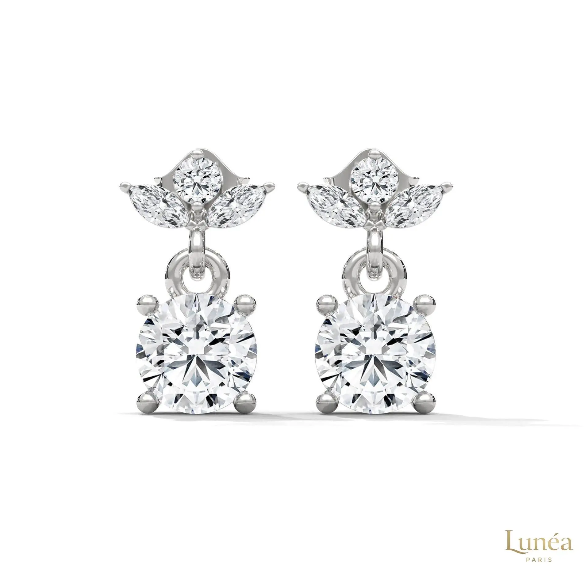 1.5 CT. Petite Floral Diamond Drops | Lab Grown | 14K Gold & Platinum