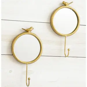 Gold Bird Mirror with Hook 9.5"h