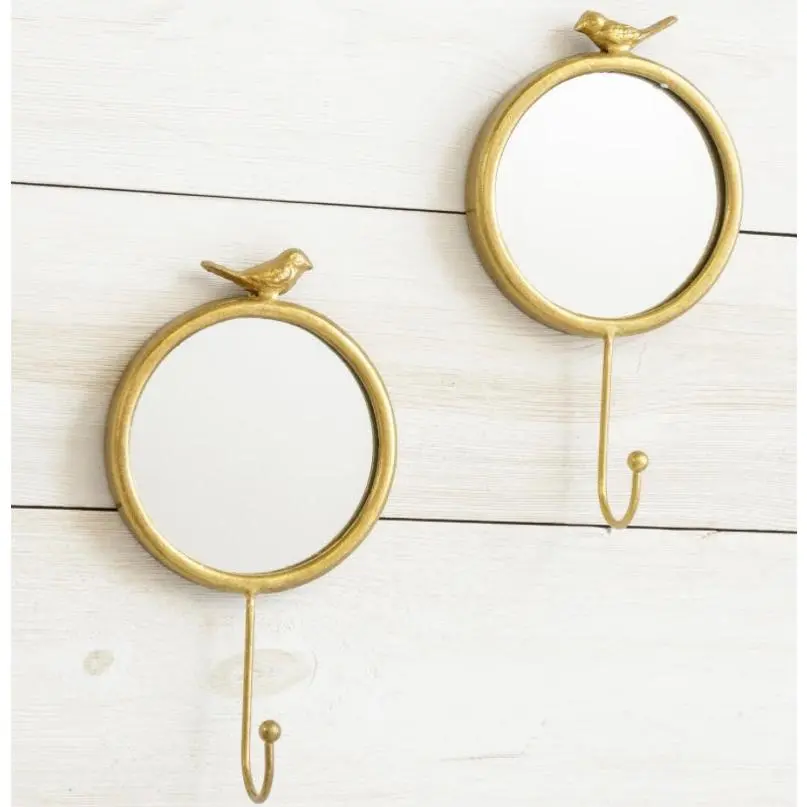 Gold Bird Mirror with Hook 9.5"h