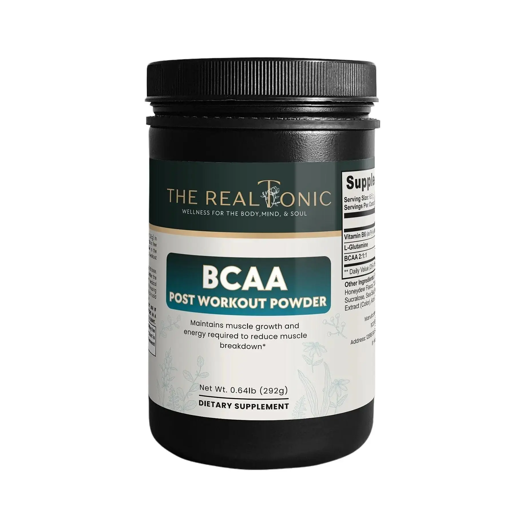 The Real Tonic BCAA Post-Workout Protein Powder Dietary Supplement (Honeydew/Watermelon) - 5000mg Branched-Chain Amino Acids, Prop 65 Free, for Fitness & Muscle Growth, Optimum Protein Support