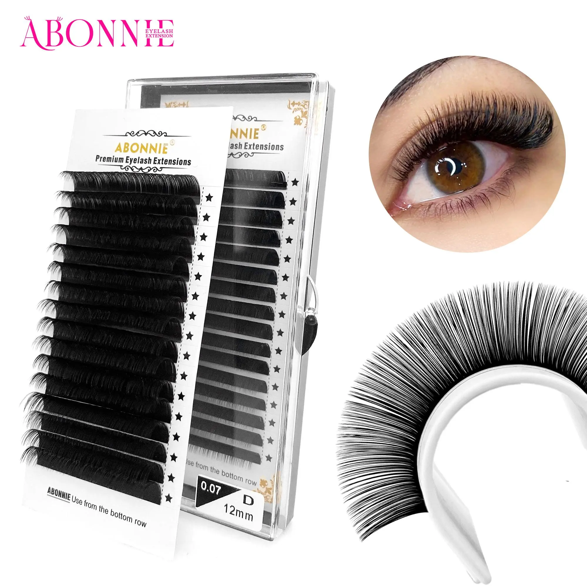 Abonnie Classic Eyelashes Extension 0.15 0.20 0.25 Individual Eyelash 16 Rows Russian Volume Natural Mink Lashes Makeup Cilios 2026 New