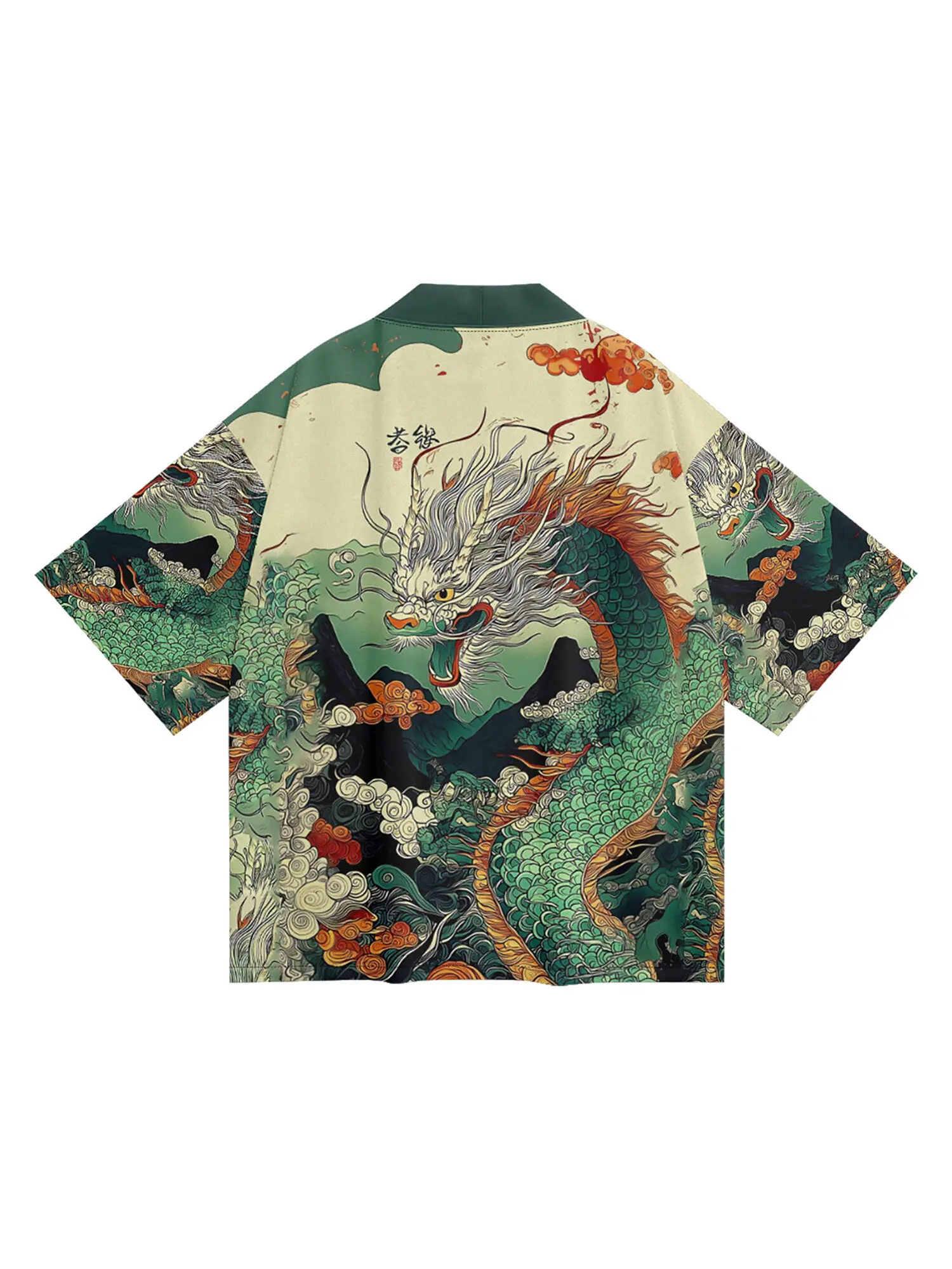 K32 Niepce Green Japanese Streetwear Lightweight Green Dragon Kimono for Men