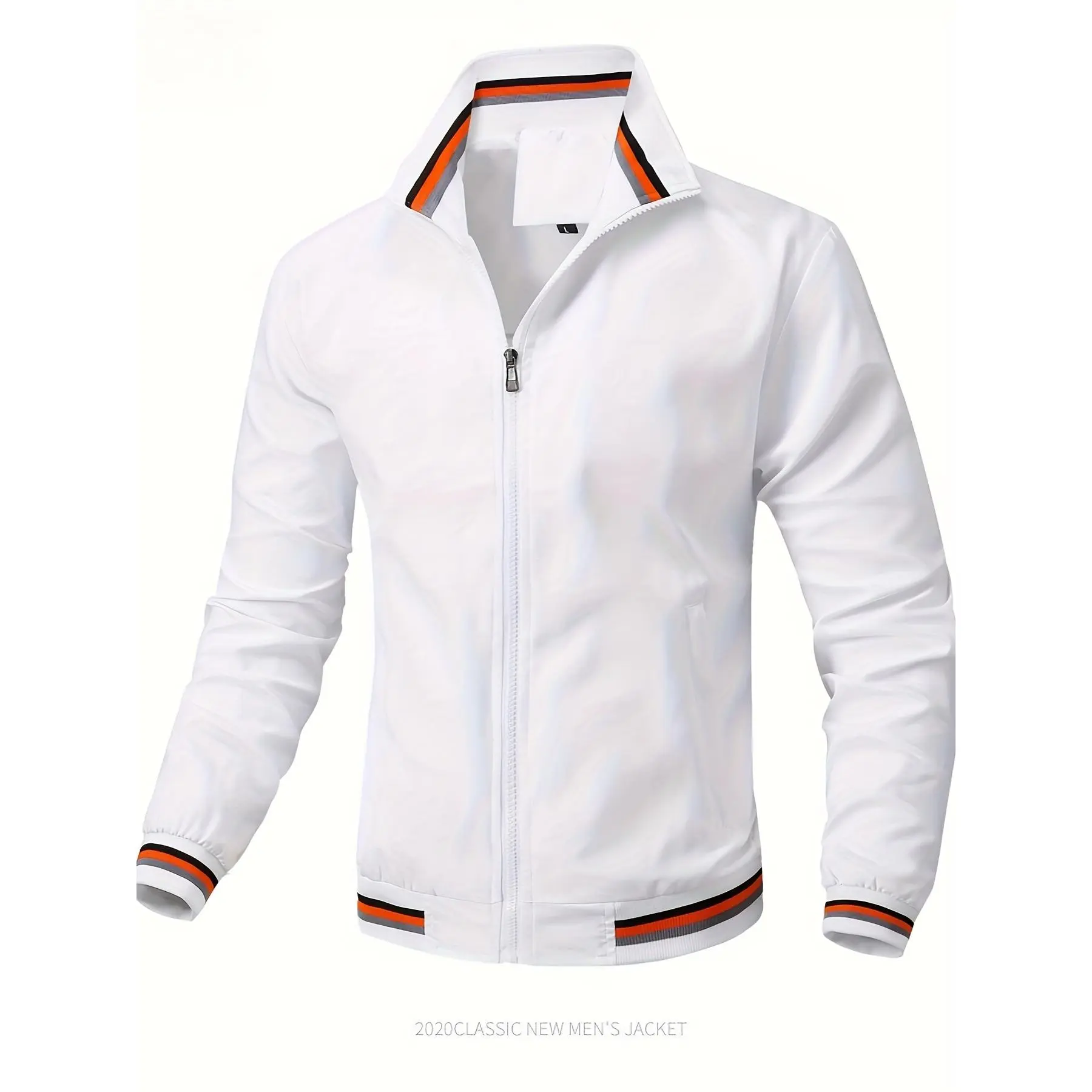 Men's Lightweight Jacket with Stand-Up Collar - Zippered Front Closure, Bright Yellow windbreaker for Running, Hiking, Urban Commute - Machine Washable Polyester Outer Coat Tiktok shop