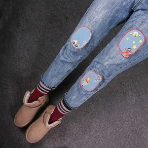 Cartoon 5pcs Jeans Stickers Elbow Iron Patches Appliques Badges Embroidered