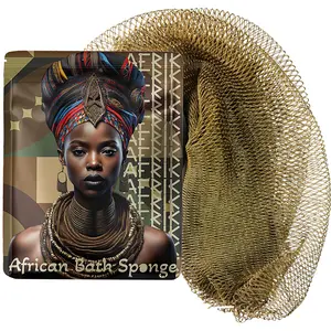 AFRIKI African Net Sponge – Exfoliating Body Scrubber, Black Owned & Rooted in Africa, All Skin Types | 45 in Long (Army Green)