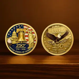250th Anniversary Collectible Coin, Patriotic Bald Eagle and Liberty Bell Commemorative Medallions