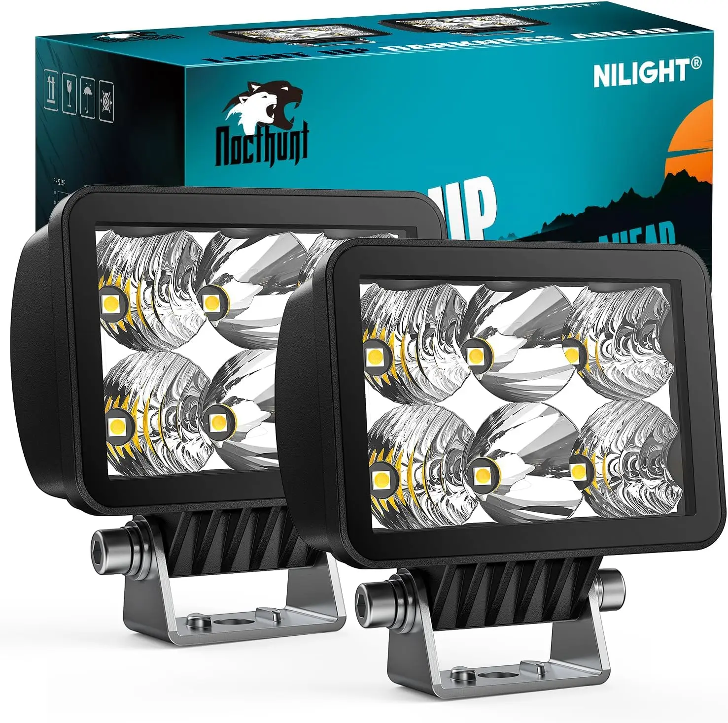 Nilight LED Pod Lights 2PCS 3.3 Inch 6LED Spot Flood Combo Beam Square Driving Work Lights Built-in EMC Offroad Lights Side Light Ditch Lights for Tractor Truck Motorcycle Boat ATV truck light offroad lights Lightbar, Led Lights Car, Square Shape