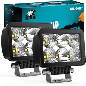 Nilight LED Pod Lights 2PCS 3.3 Inch 6LED Spot Flood Combo Beam Square Driving Work Lights Built-in EMC Offroad Lights Side Light Ditch Lights for Tractor Truck Motorcycle Boat ATV truck light offroad lights Lightbar