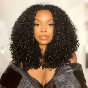 OQ HAIR Burmese Curly V Part Wigs With Drawstring Glueless Human Hair Wigs For Women No Leave Out Upgrade U Part Wigs Beginner Friendly