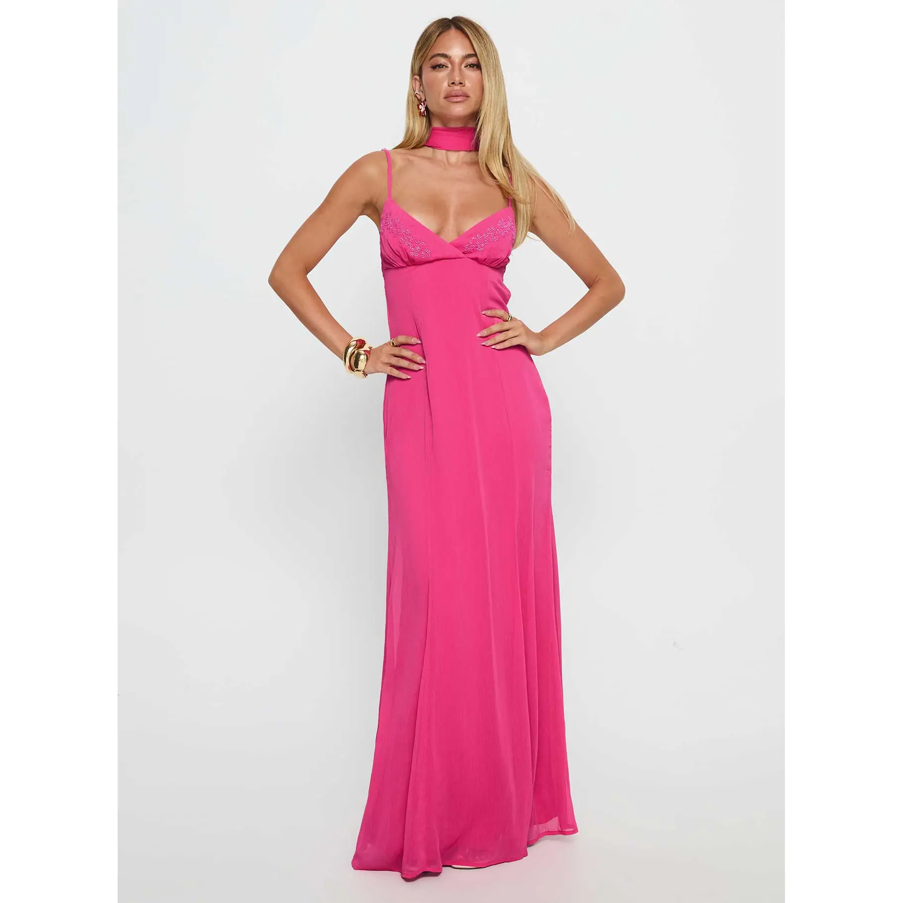 keisha maxi bridesmaid dress product info and reviews Soleil Knit And Mesh Halter Maxi Dress / Cream | MESHKI