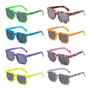 Set of 8 Oversized Mosaic Checkered Glasses in Green, Blue, And Purple for Parties And Photography Stage Styling