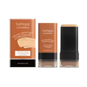 7-color Dual -Ended Concealer Foundation Stick, 2-in-1 Long-Lasting Foundation and Concealer with Brush, Creamy Full Coverage for Dark Circles & Blemishes, Hydrating Olive & Camellia Makeup Cosmetic Makeup Cosmetic