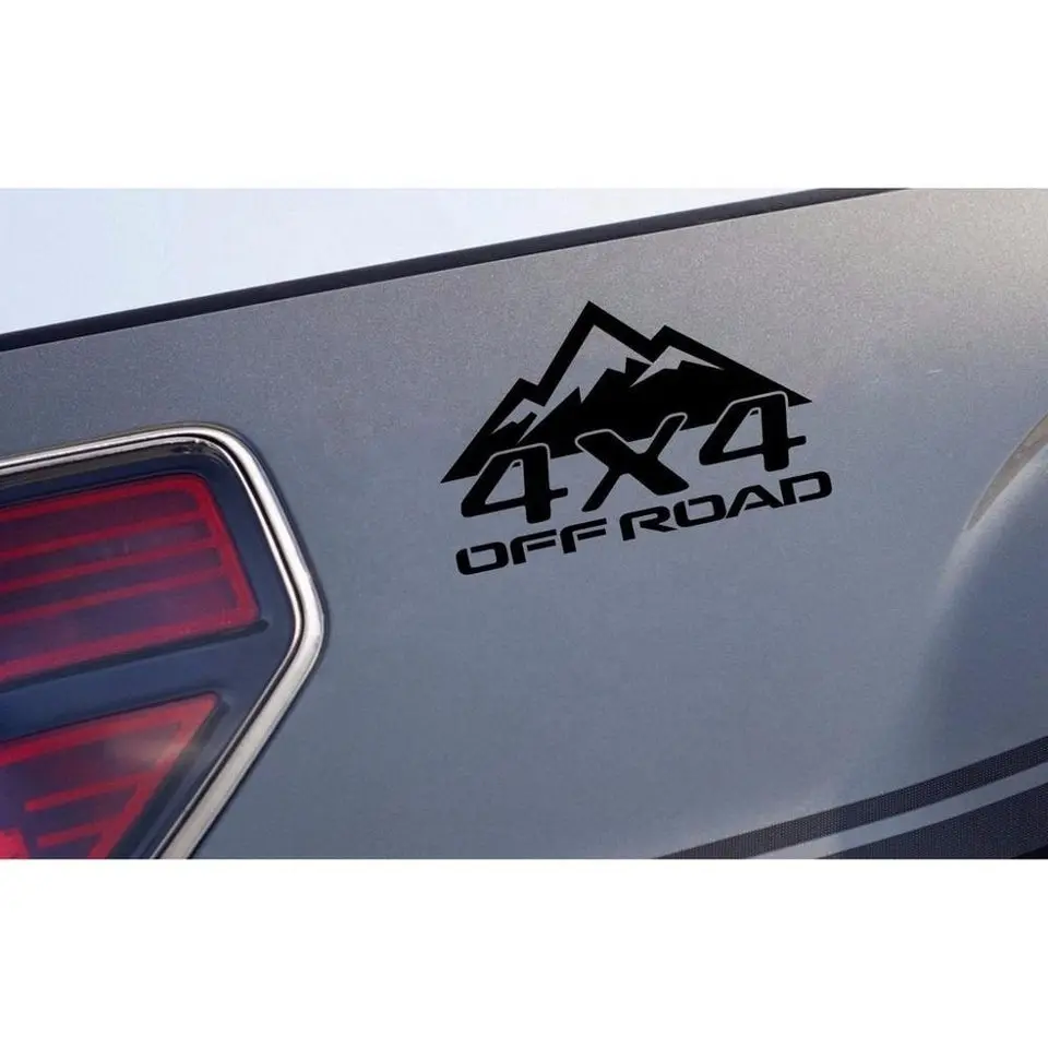 4x4 OFF ROAD Mountain Decal Sticker Emblem Racing RAM 1500 2500 Bedside   Dakota F-150 Tundra  Racing  Truck Logo Vinyl   2Pcs