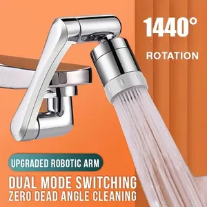 【SUMNEW-US】1080° Rotating Faucet Extender Sink Aerator - 2 Modes Splash-proof Water Filter Extender, Kitchen Bathroom Robotic Arm 360° Rotating Spray, Multi-function Universal Stainless Steel Swivel - Wash Hands/ Hair/ Face