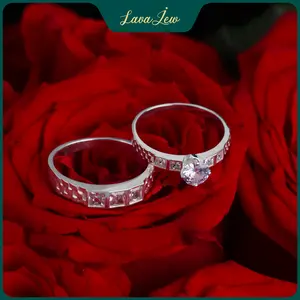 LavaJewelry, Square Stone Couple Rings, 925 Sterling Silver Ring, Couple Ring, Stone Ring for Couple, Wedding Ring, Women ring