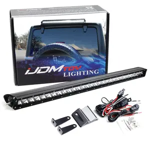 iJDMTOY Above Rear Window Mount 30-Inch LED Light Bar For Jeep 2007-up Wrangler JK JL Hardtop, Include 150W LED Lightbar, Back Windshield Hinge Mount Brackets & On/Off Switch Wiring