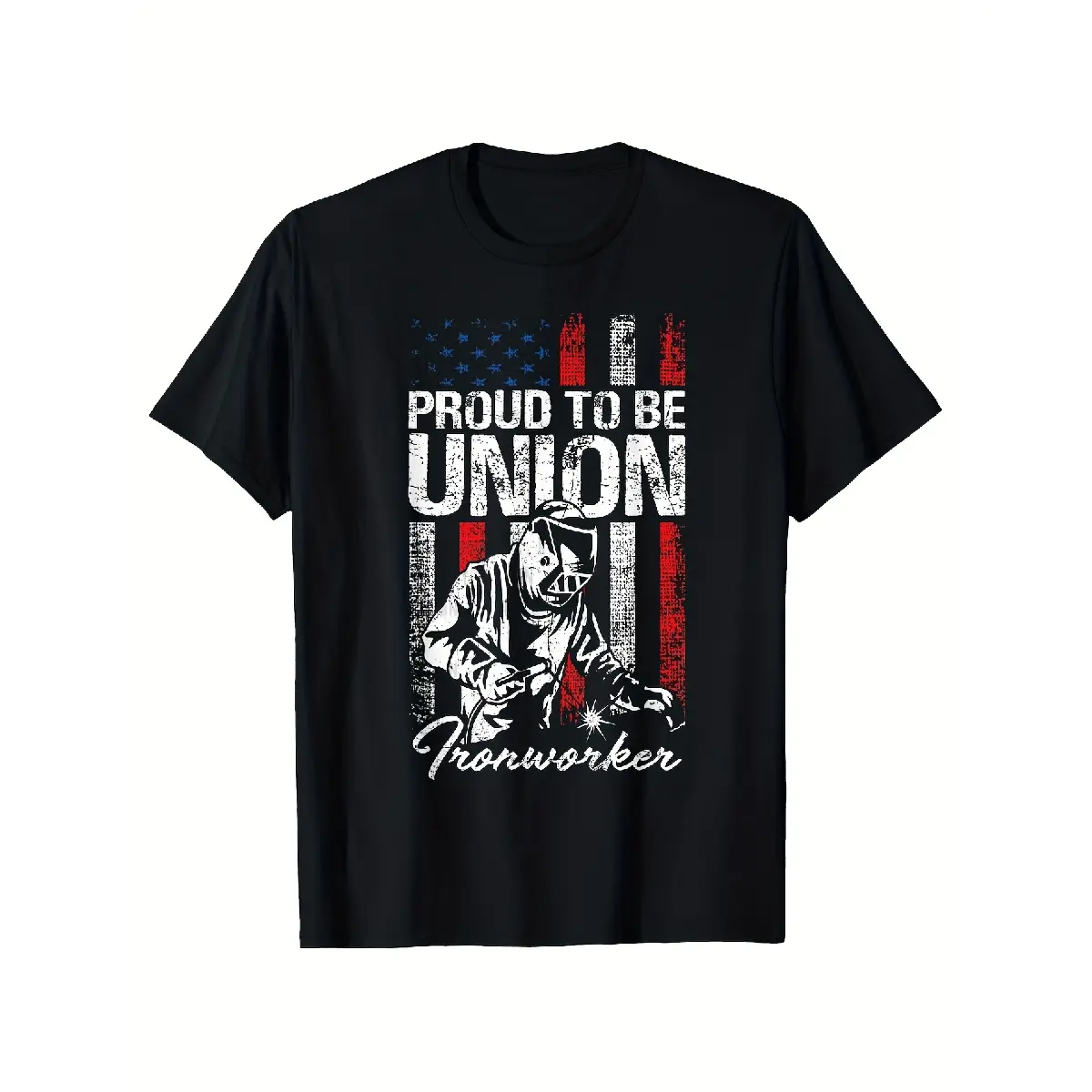 [100% Cotton] 100% Cotton 'S & 'S Short  Men's & Women's Proud to Be Union Ironworker T-Shirt - Heavy Worker Graphic Tee with Hard Hat Design - Soft Breathable Cotton Shirt for Labor Day, Union Events - Machine Washable Crew Neck Casual Apparel Gift for B