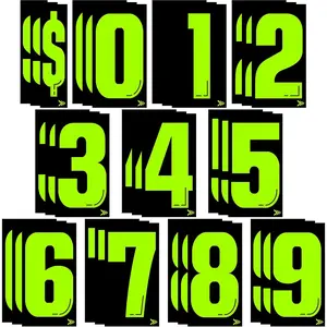 33 count 7 1/2 Vinyl Number Decals Large Chartreuse Windshield Pricing Stickers  Dealership Supplies 0-9  Lot Pricing Numbers for Auto  Window