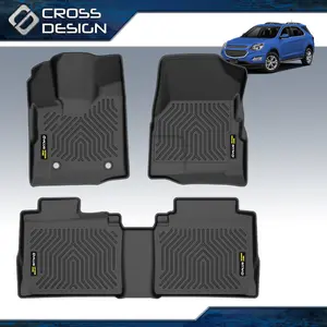 CROSSDESIGN TPE Car Floor Mats Fit For 2012-2017 Chevy Equinox/GMC Terrain/Terrain Denali,All-Weather Floor Mats 3 Row Liner,Anti-Slip Waterpoof Liner 3pcs Black Upgrade version