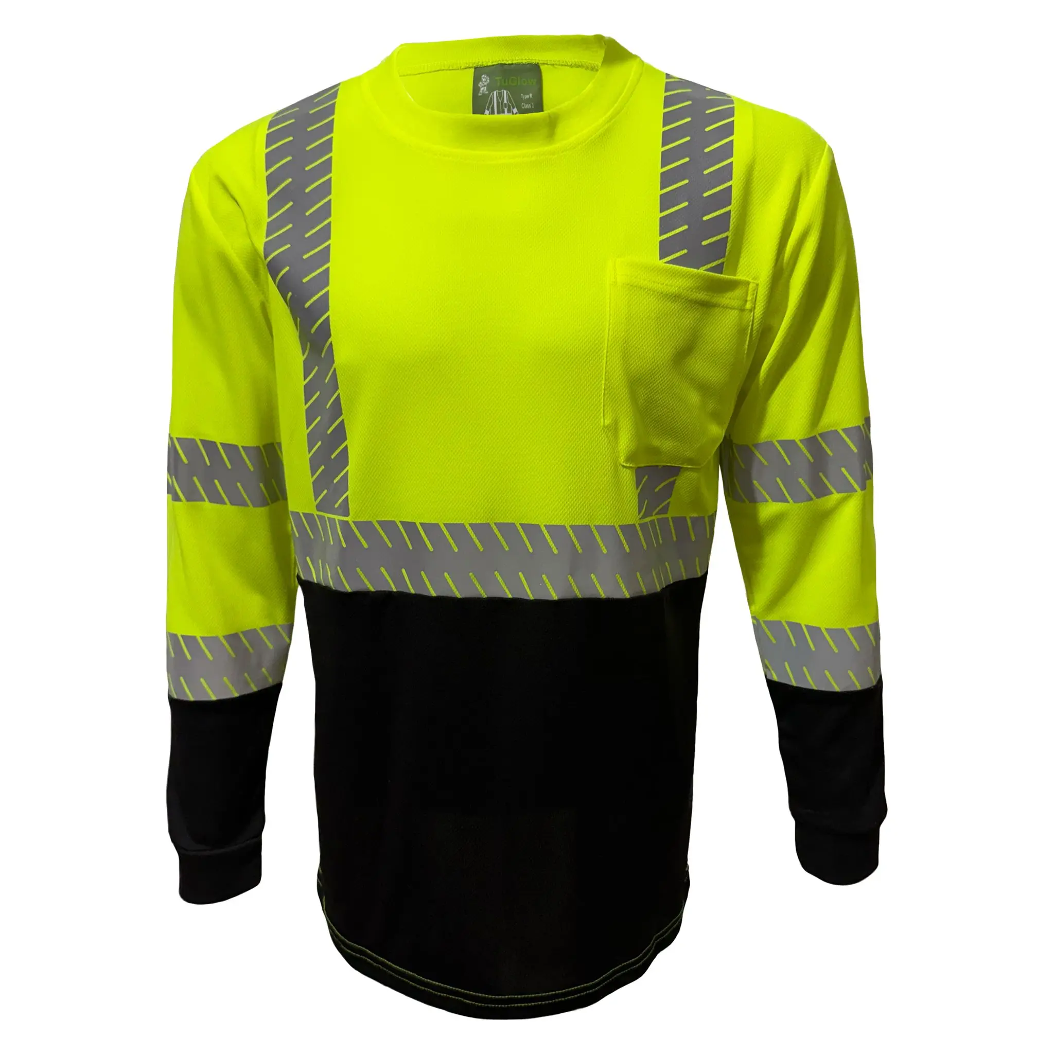 High Visibility Yellow / Black Safety long sleeve shirt/ reflective yellow black safety shirt ( SEE SIZE INFORMATION ON Description)