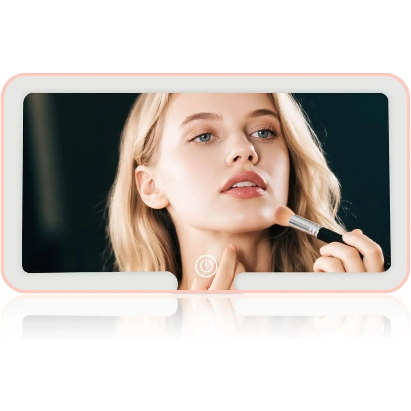 Car Vanity Mirror with Lights & Rechargeable Design,Touchable LED Mirrors for Car Vanity with 3-color Light Adjustment Design,40 LED Beads Mirror for Cars Visor (Pink)