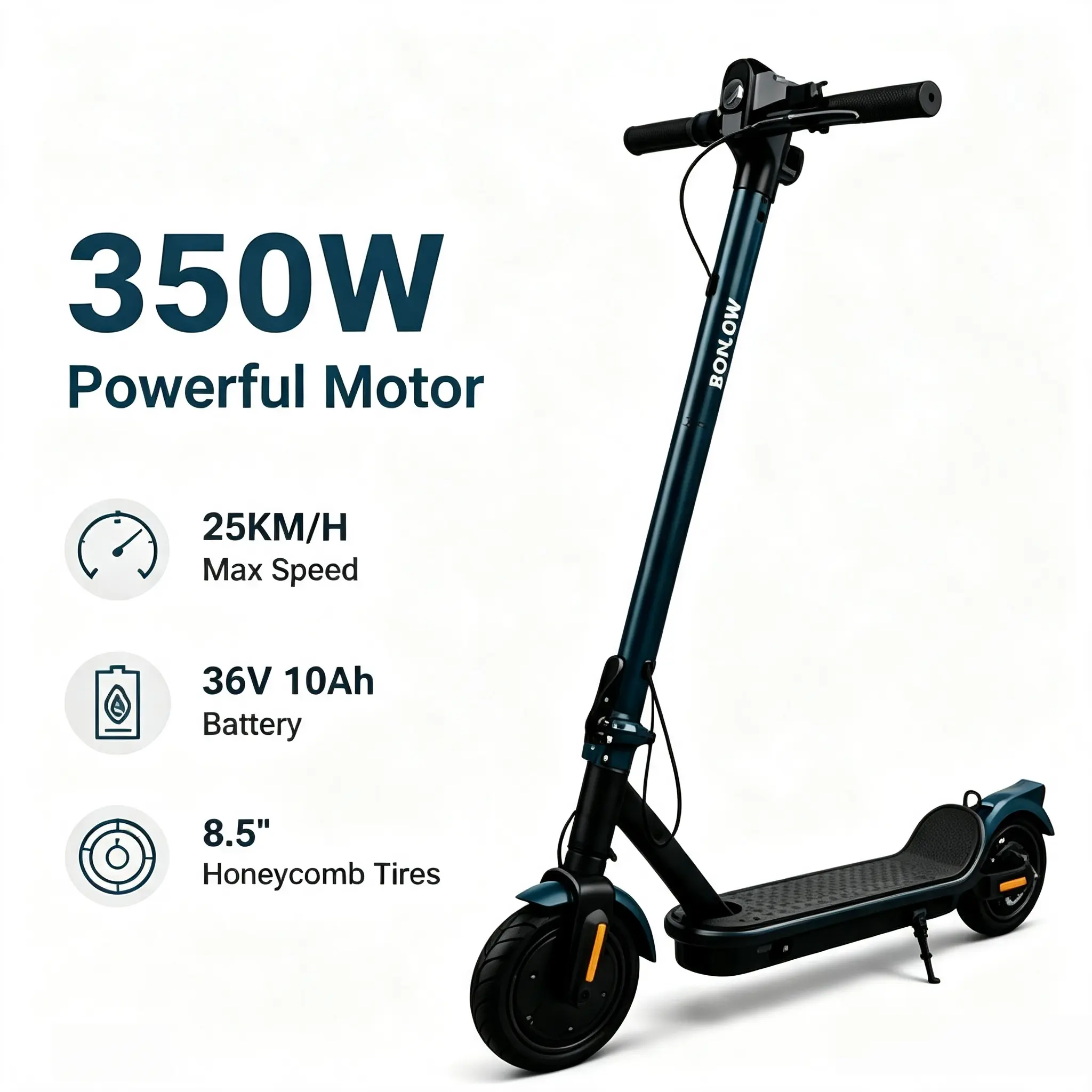 350W Electric Scooter with 36V 10Ah Battery, 8.5" Solid Tires, Foldable Commuter Scooter for Adults