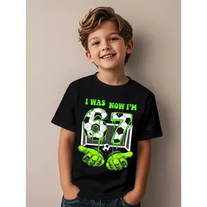 7 Year Old Birthday was 6 Now I'm 7 67 Meme Soccer Funny Aesthetic Graphic Kid T-Shirt Popular Kid T Shirts Trendy Cool Tees Tops for Kid