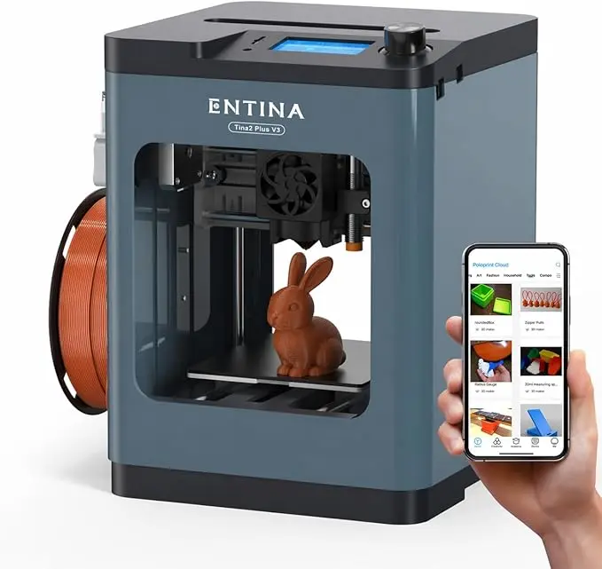 Entina Tina2 Plus 3D Printer - Mini Size 3D Printers with 250mm/s Fast Printing, Fully Assembled, Auto Leveling, High Precision, PEI Plate, WiFi App Control for Kids Beginners, Back to School sohochic