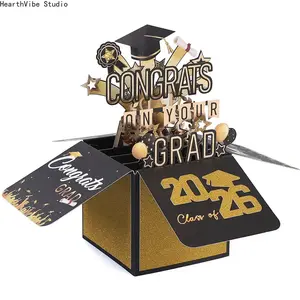 Graduation Pop Up Card 2026 3D Happy Congrats Grad Money Gift Holder with Envelope for High School College University Graduate Party Decor Gift