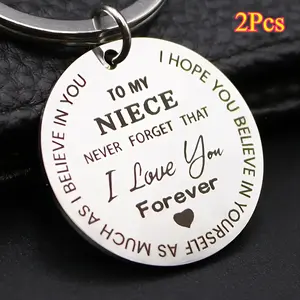 2Pcs Stainless Steel 'to My Niece' Engraved Keychain - Perfect Birthday or Graduation Gift from Uncle, Fashionable Accessory for Handbags & Backpacks Personalized