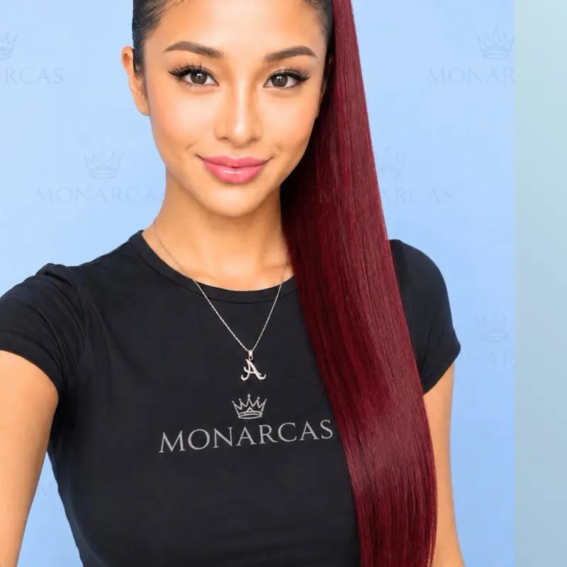 Straight Burgundy Ponytail 28 Inch