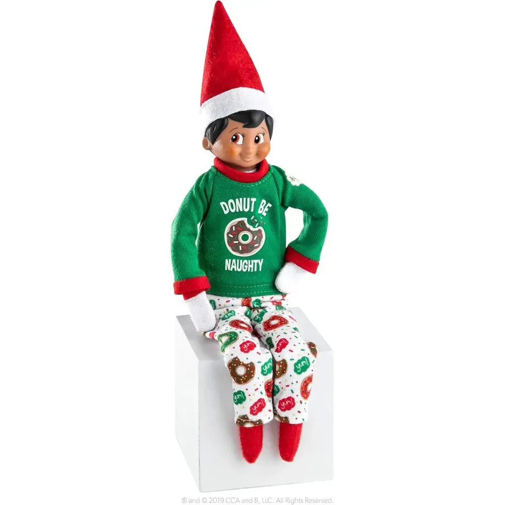 The Elf on the Shelf Donut Pajama Outfit - Retro Claus Couture Sleepover Set- Cute Christmas Themed PJ Outfit For Both Boy and Girl Elves