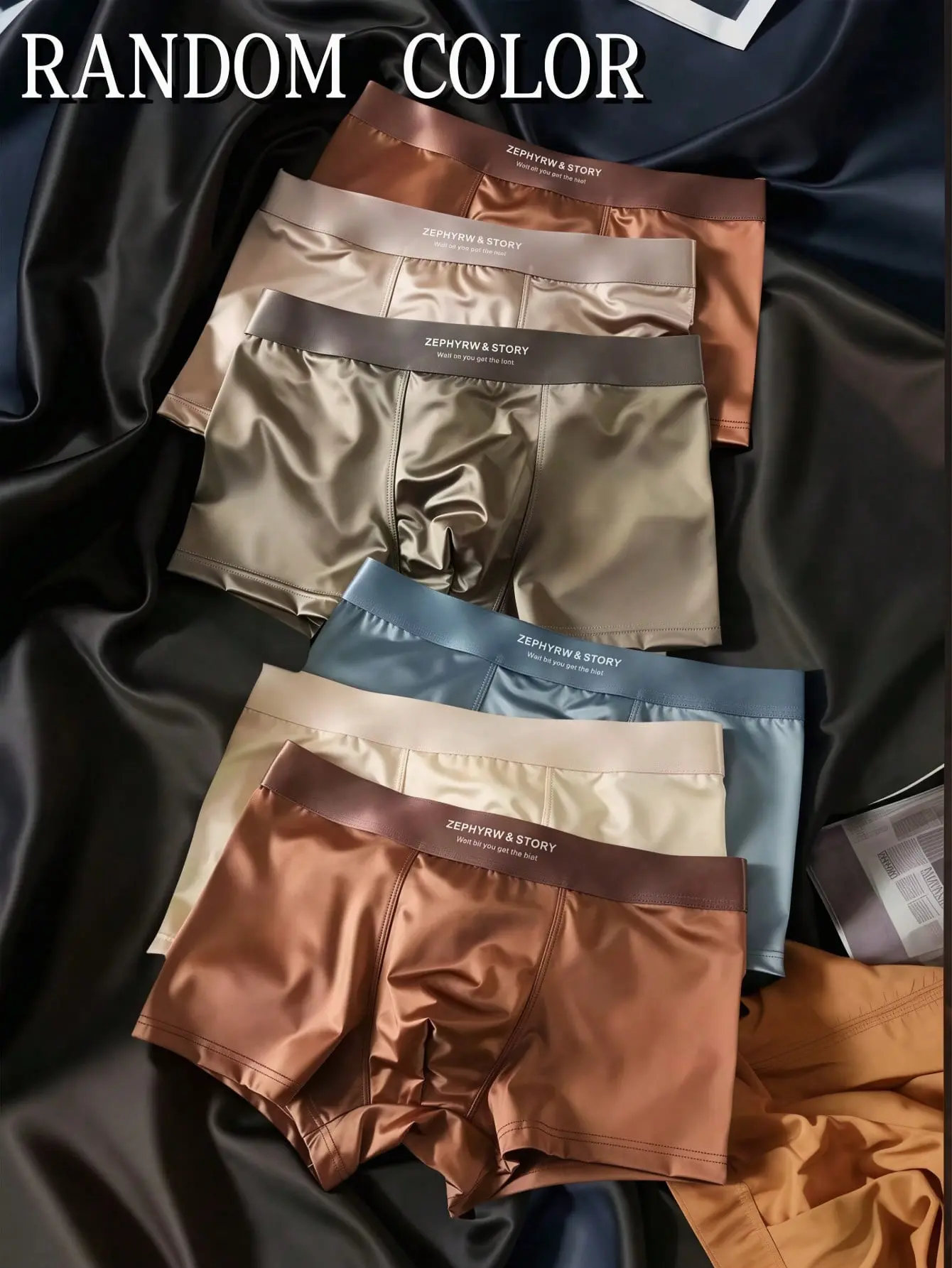 Men's Plain Satin Underwear Set - Menswear Breathable Boxer Shorts, Soft Comfortable Fabric, Casual Style, All-Season Wear, Home & Vacation Use