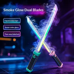 Plum Blossom & Mist Dual Light-Up Swords — "Thirteen Blades" Style — A Cool, Glowing Toy for Boys Featuring a Seven-Color Flowing Light Effect. An Excellent Gift Choice.