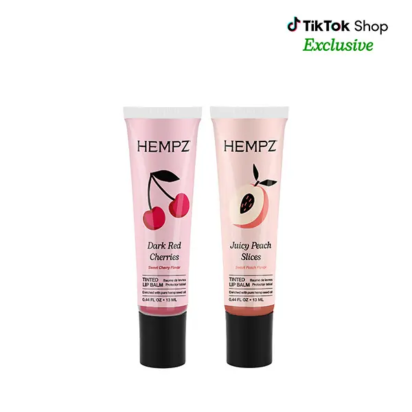 Hempz Exclusive Tinted Juicy Lip Balm Bundle Set, 0.44 fl oz, Peach-Flavored, Sweet Aroma, Natural Oils-Infused Lip Care Treatment