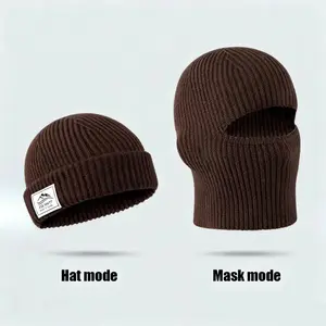 2 in 1 Unisex Winter Warm Knit Beanie Hat, 1 Count Outdoor Cycling Casual Windproof Mask for Men & Women, Multifunctional Beanie Hat for Outdoor Cycling Skiing, Knitted Balaclava, Sports Hat