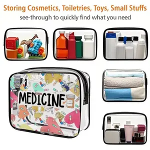 Large Capacity Zippered Storage Bag, Lightweight & Easy-Clean Makeup Toiletry Medicine Case, Ideal for Travel Organization