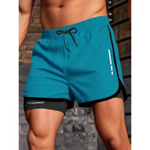 Men's Swim Shorts Anti-Awkward 2024 New Model Flat Double-Layer Running Shorts